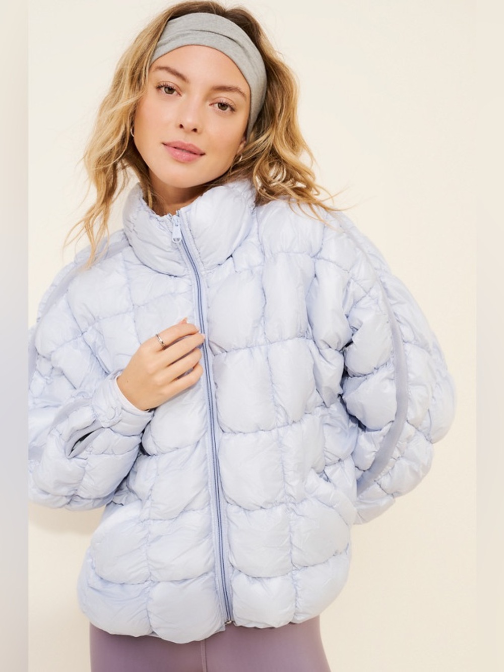 FP Movement Scrunchy Glossy Pippa Packable Puffer Jacket - Blue/Grey